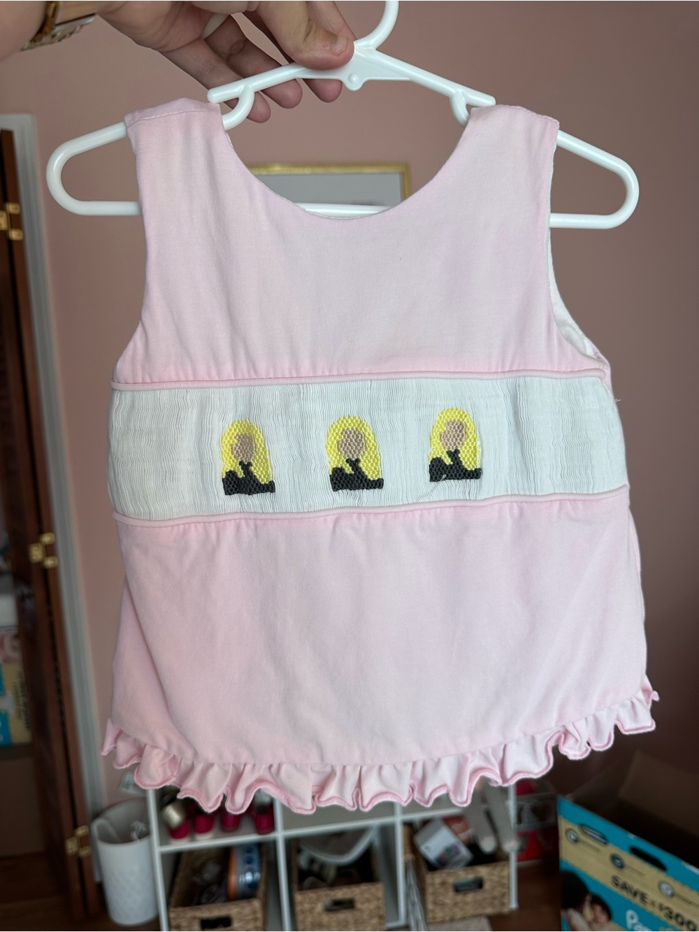 Girls Pink Smocked Top